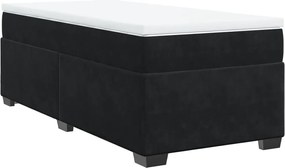 vidaXL Pat box spring cu saltea, negru, 90x190 cm, catifea