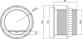 Priză încorporabilă în blat GTV, 1 priză Schuko, 2 porturi USB, argintiu, D:115 mm D:115 mm; H:90 mm, Argintiu, Metal/Plastic
