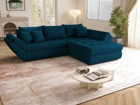 Colțar extensibil dumonde cu ladă de depozitare si sezut confortabil din spuma high-density, Loana Enjoy Petrol II 270x185 cm