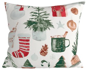 Set 2 bucati huse decorative pentru perne MAGIC CHRISTMAS 45x45 cm, alba