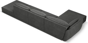 Coltar stanga 5 locuri, Kaelle, Micadoni Home, BL, fara cotiera, 364x171x85 cm, poliester chenille, gri inchis