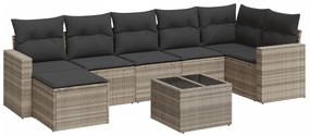 3251629 vidaXL Set mobilier de grădină cu perne, 8 piese gri deschis poliratan