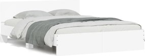 vidaXL Cadru de pat cu tăblie, alb, 150x200 cm