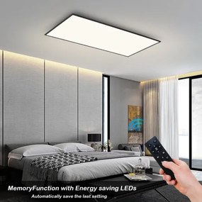 Brilagi - Plafonieră LED reglabilă SLIMFRAME, 80 W, 230 V, 120 x 60 cm, neagră, cu telecomandă