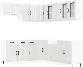 vidaXL Set dulap de bucătărie 11 piese „Lucca” alb lucios Lemn