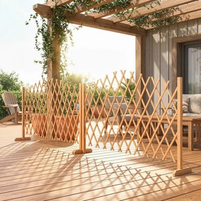 Outsunny Gard de delimitare Set 2 grilaje tip foarfecă extensibile, barieră autoportantă cu picioare 180 x 30 x 103 cm Maro | Aosom Romania