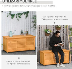 Outsunny Banca Gradina 127×56×60 cm – Lemn Alb cu Spatiu Depozitare | Aosom Romania