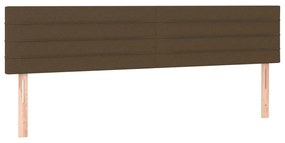 Pat box spring cu saltea, maro inchis, 200x200 cm, textil Maro inchis, 200 x 200 cm, Benzi orizontale
