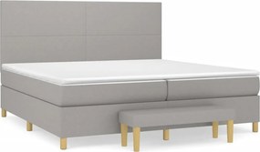 vidaXL Pat box spring cu saltea, gri deschis, 200x200 cm, textil