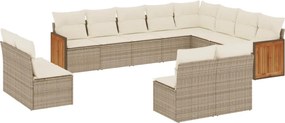 vidaXL Set canapele de grădină cu perne, 12 piese, bej, poliratan