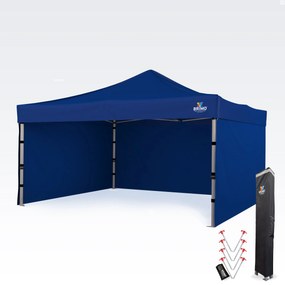 Cort promo din aluminiu 4x4 m ALU PREMIUM – 3 pereți, HEX 45 mm - cu 3 pereți - Albastru