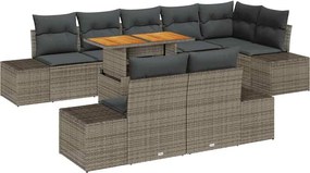 vidaXL Set de masă pentru grădină cu pernă 9 pcs Gri și Brown