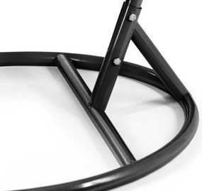 Scaun suspendat negru KOKON cu suport, perna verde deschis cu model