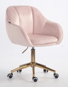 HR12055K Scaun Roz Pudra din Catifea cu Bază Aurie