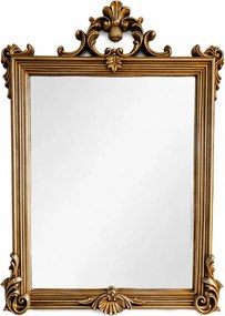 Oglindă decorativă de perete, ramă aurie antichizată, 60x90 cm