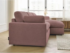 Colțar roz cu tapițerie din catifea reiată Belair – Bobochic Paris