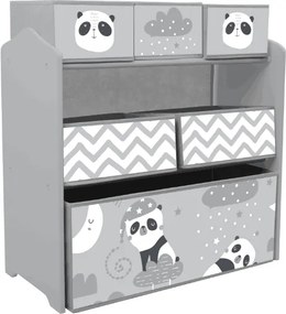 ZONEKIZ Raft Mobil pentru Jucării, Comodă cu 6 Rafturi Detașabile din Material Textil, 63x30x66 cm, Gri | Aosom Romania