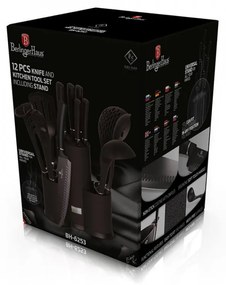 Set cutite otel inoxidabil si ustensile de bucatarie (12 piese) Black Royal Collection Berlinger Haus BH 6253