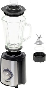 Blender Mesko MS 4080, 1200 W, 1,5 l, 21 000 rpm, 6 lame, 2 viteze + funcție puls, capac cu orificiu, inox/negru
