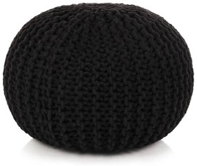 Puf tricotat manual, bumbac, 50 x 35 cm, negru Negru
