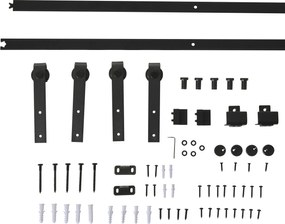 HOMCOM Set complet pentru ușă glisantă de 183 cm cu sistem de ghidaj pentru podea, șină de alunecare pentru ușă, role de alergare pentru sistem de ușă culisantă din lemn unic | Aosom Romania