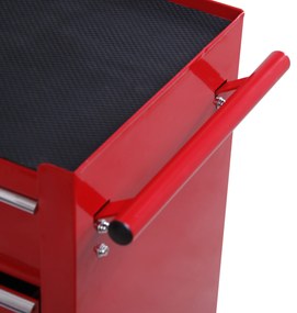HOMCOM Cărucior Mobil pentru Atelier cu Sertare, Organizator Ustensile, Roșu, 67.5x33x77cm | Aosom Romania