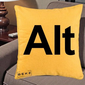 Perna Personalizata Tasta Alt Tipografie Bold, 40x40 cm, Galben, Husa Detasabila, Perna Inclusa, BEKZ®