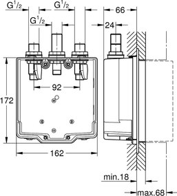 Grohe Eurosmart Cosmopolitan T Corp incastrat pentru baterie de dus cu inchidere automata
