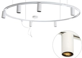 Sistem modern de iluminat pe șină suspendat cu 6 spoturi albe monofazate GU10 50mm - Iconic Ruby Honey