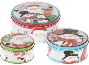 Set de 3 cutii metalice de Crăciun Santa's Friends