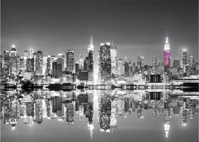 Tablou pe sticlă - New York și zgârie-norii mov (70x50 cm)