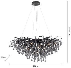 Lustra suspendata design magnific ICICLE negru, 50x100cm