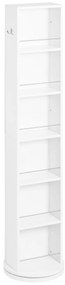 kleankin Mobilier coloană de baie pivotant cu oglindă 6 rafturi 36 x 36 x 171 cm alb | Aosom Romania