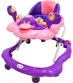 Premergator reglabil in 3 trepte NOVOKIDS™ Baby C, cu melodii, roti silentioase din silicon, Ratusca, Pliabil, Mov