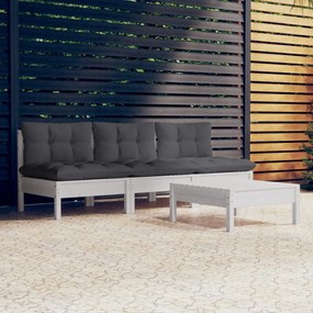 vidaXL Set mobilier grădină cu perne antracit, 4 piese, lemn de pin