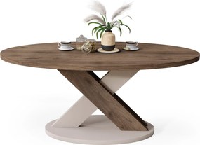 Mazzoni Măsuță de cafea ovală LOXA Nuc Elegant / Bej Taupe - MĂSUȚĂ DE CAFEA 120x65 cm