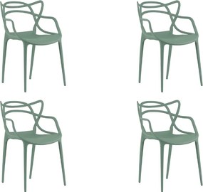 Set 4 scaune din plastic KATO, verde salvie
