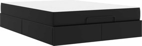 vidaXL Cadru de pat cu saltea cu saltea 2 pcs Negru PVC