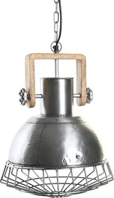 Lustră suspendată din metal și lemn de mango, argintiu și maro, finisaj patinat, 44 x 31 cm, „Riom”