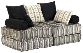 Canapea puf modulara cu 2 locuri, gri cu dungi, material textil 1, Gri, Canapea cu 2 locuri