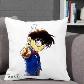 Perna Personalizata Detective Conan Conan Arata, 40x40 cm, Alba Mata, Husa Detasabila, Perna Inclusa, BEKZ®