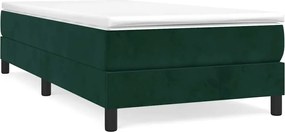 vidaXL Pat box spring cu saltea, verde închis, 90x190 cm, catifea