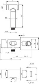 🚿 Baterie bideu îngropată SILIA, cu duș de mână bidetta, bronz periat – Cod BQS_C34M