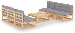 3076364 vidaXL Set mobilier de grădină cu perne, 7 piese, lemn masiv de pin