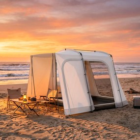 Outsunny Cort hayon pentru 2-4 persoane, 320 x 280 x 205 cm, cort auto 2 în 1 impermeabil, cort tip tunel cu 4 uși, fereastră, prelată pentru podea | Aosom Romania