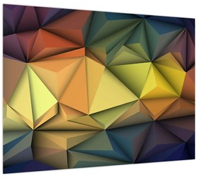 Tablou pe sticlă - Abstracție 3D poligonală (70x50 cm)