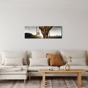 Tablou cu elefant (cu ceas) (90x30 cm)