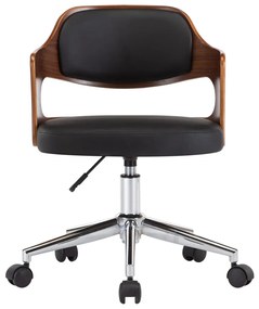 Scaun de birou pivotant, negru, lemn curbat si piele ecologica 1, black and dark brown