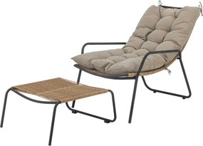 Set fotoliu si taburet, bej, cu perne, Boel