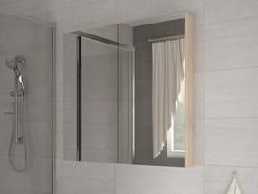 Dulap de baie suspendat Delia 80 stejar sonoma deschis + oglindă. 780228
